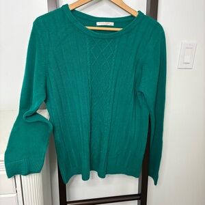 Super soft Teal diamond Cable Knit Women's Sweater. Size XL. Feels like cashmere